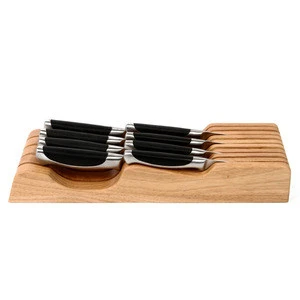 in drawer wood bamboo knife holder, wood knife block