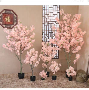 indoor home decoration Pink Artificial Cherry Blossom tree Ornaments Potted plant