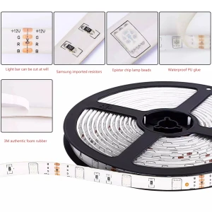 IP20 44 key IR remote controlled 5050 5M 150LED 12V RGB LED strip with power adapter