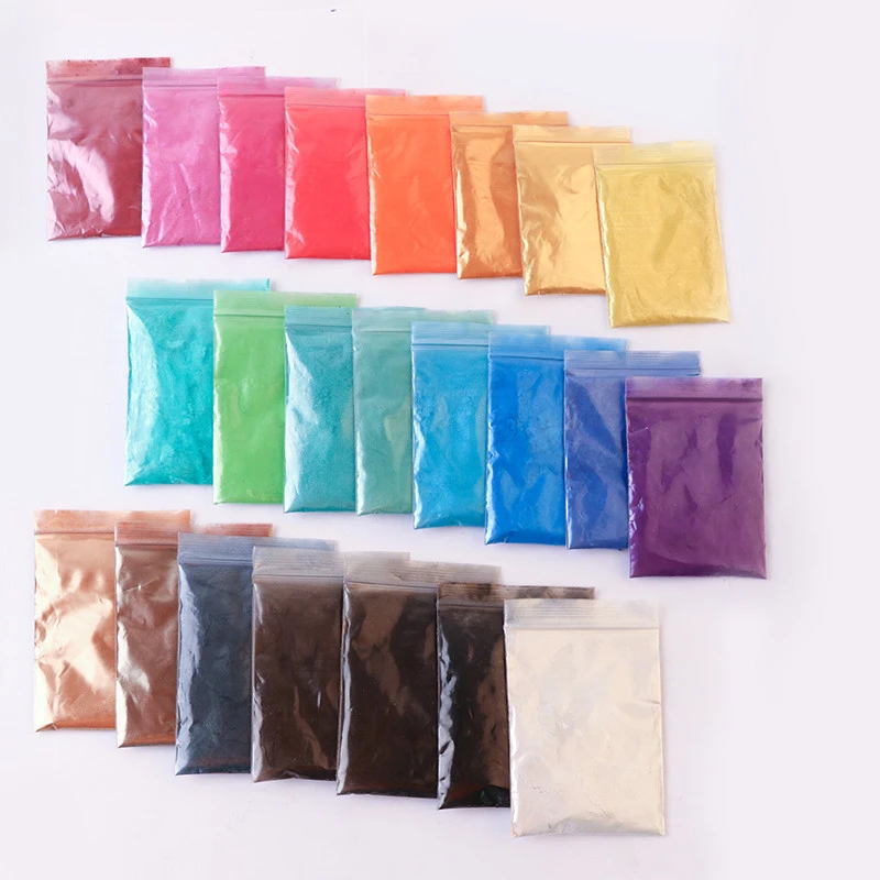 Jingxin Hot Selling 50 Colors 10g Plastic Bag Mica Pigment Powder Set
