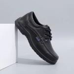 JUSTGOOD Wholesale 2021 Black PU Leather Boys Fit Kids Children Back To School Shoes For Boy