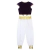 Kids Boys Arabian Prince Outfit Cap Sleeves Vest Waistcoat with Pants Set Party Cosplay Costume for Halloween Dress Up