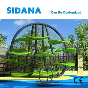 Kids indoor climbing tree playground with safety rope net