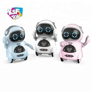 kids toy speech recognition mini robot with light and music