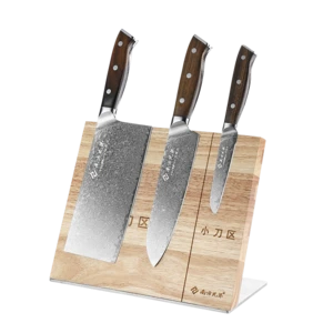 Kitchen Knife Set 4-piece Professional Super Steel VG10 Damascus Steel Knife Comfortable Ergonomic Wood Grain Handle