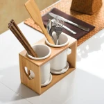 Lanfengye Ceramic Chopstick Utensil Holder Tableware Storage Holder Chopsticks Spoon Storage Cage