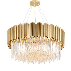 Large Luxury Modern Brass K9 Crystal Chandelier Pendant Light for Hotel Lobby Home