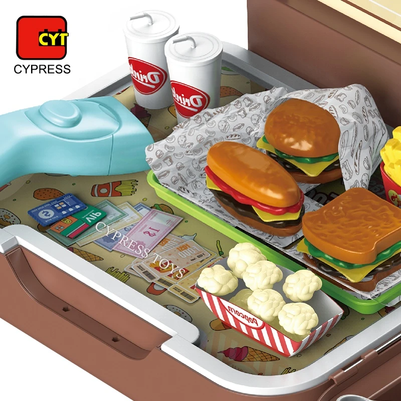 Latest 3 IN 1 Briefcase Set Plastic Food Kitchen Toy Play Food Toy Kitchens And Play Food