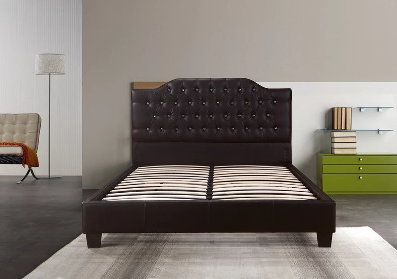 Latest double design slat wood furniture bed