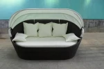 Leisure Outdoor Beach Wicker Day Bed Furniture rattan/wicker round patio lounge bed with canopy garden furniture