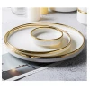 light ceramic plates, White Gold Rim Ceramic Plate, Custom Ceramic Dishes Plate