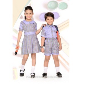 Light colors school uniform set for girls and boys with school logo - S39