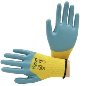 lightweight guantes de nitrilo waterproof chemical resistant industrial working glove 3/4 nitrile coating durable glove