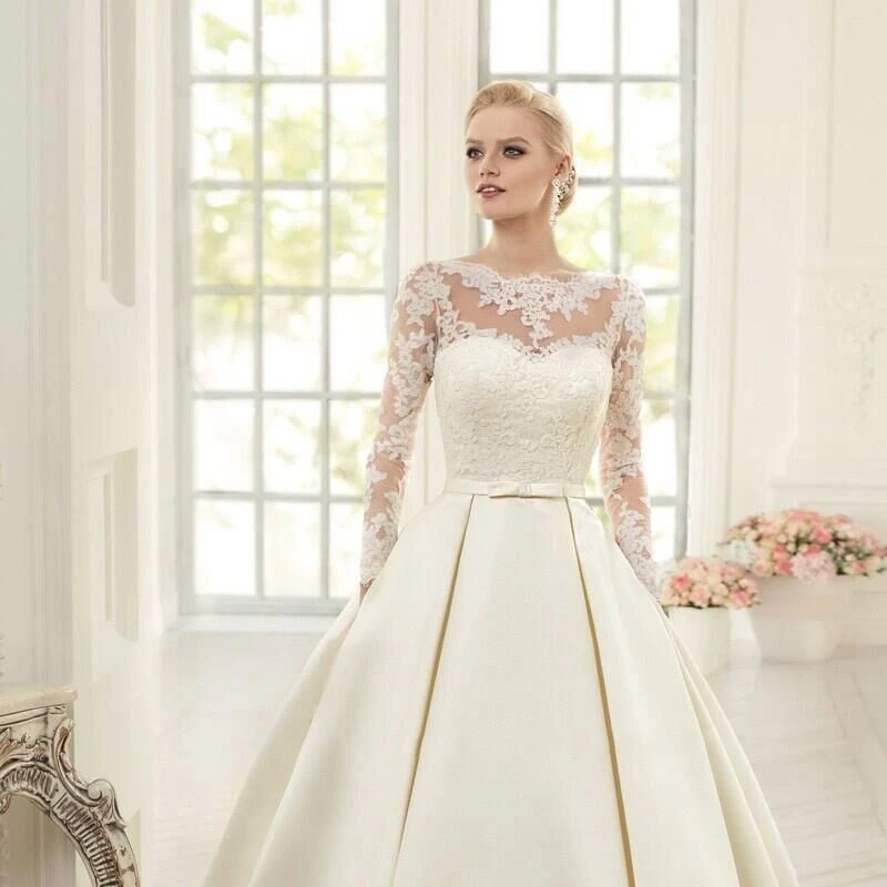Long Lace Sleeve Advanced Elegant  Wedding Dresses