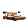 Luxury bedroom set bed furniture solid zebra wood bed,wood double bed designs with box