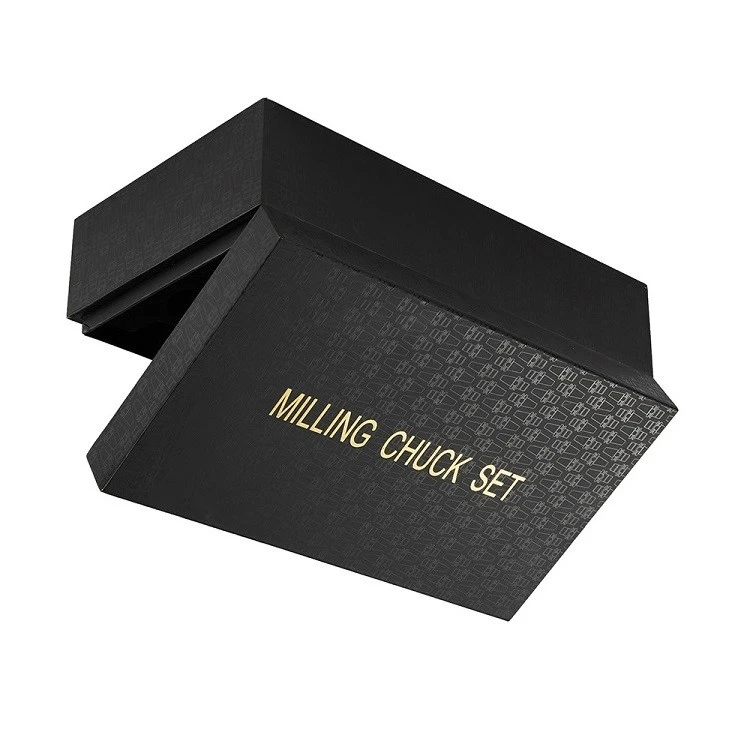 luxury milling chuck set tool packaging black rigid cardboard display box supplier