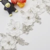 Luxury White Flower Handmade Bodice Crystal Dress Applique,Shining Wedding Beaded Rhinestone Applique
