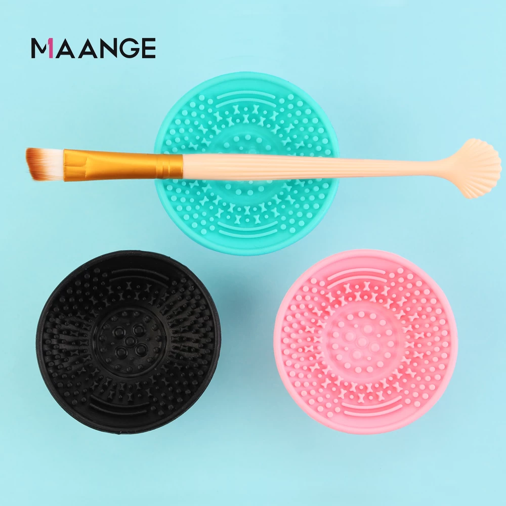 MAANGE Support sample service OEM in stock wholesale makeup brush cleaning pad silicone scrubbing tray