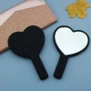 Makeup Mirror Wholesale Custom Heart Handheld Mirror Bling Diamond Rhinestone Personalized Silver Pocket Hand Mirror