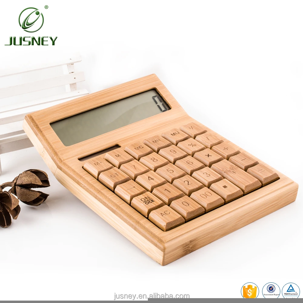 Manufacturers price for bamboo calculator office&#x27;s wood bamboo material solar power calculators office calculator