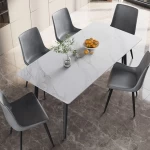 Marble Top Dining Table And Chairs Metal Modern Luxury Dinning Room Furniture New Household Rectangular Marble Dining Tables Set
