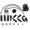 maXpeedingrods New Universal 0-100 Psi Adjustable Fuel Pressure Regulator Kit With Gauge Black AN6 Fitting Hose End Oil Lines