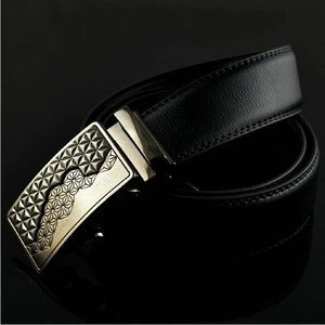 Men&#39;s Leather Belt, Automatic Buckle High Quality Leather Ratchet Belt 3.5cm * 130cm