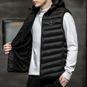 mens electronic charge heated body warm keeper padded outer warm padding fake down heating sleeveless jackets waistcoats vests