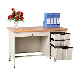 Metal office furniture l shaped office desk with locking drawers