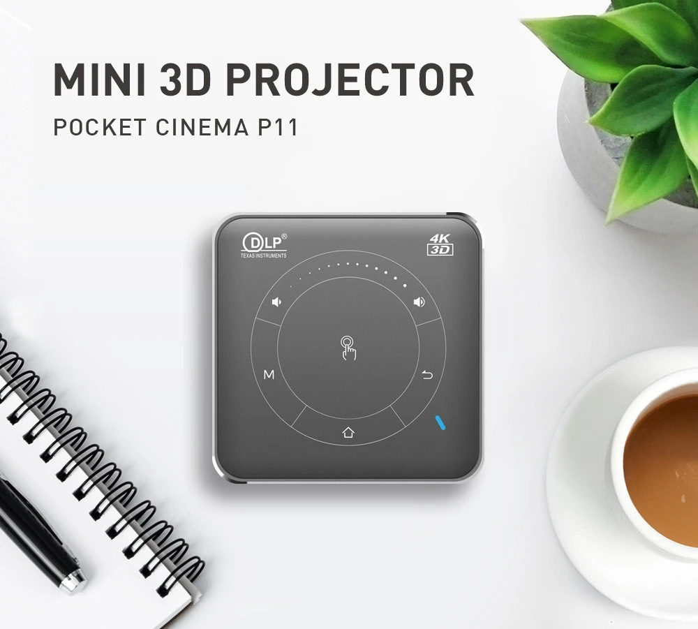 Mini 4K Android 9.0 RAM 2GB ROM 16GB Wireless Digital DLP Smart 3D Pico Projector