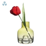 Mini Green Plant Glass Flower Vase With Mountain Base