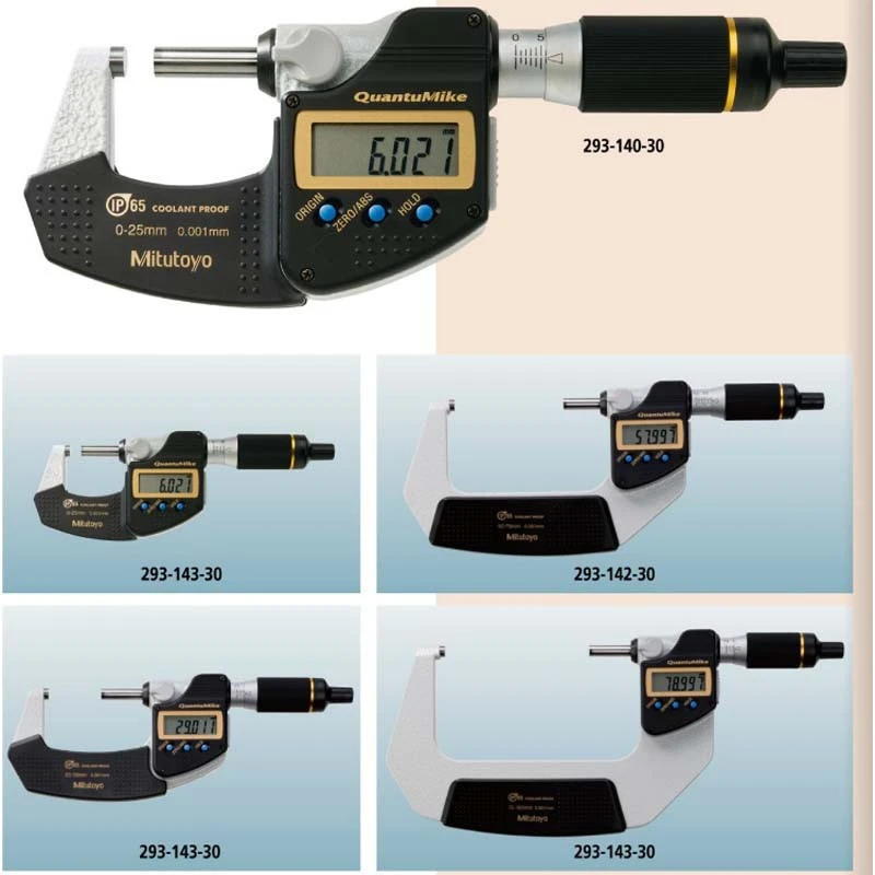 Mitutoyo Coolant Proof Quantu Mike MicrometersSERIES 293 MDE Micrometer Digital