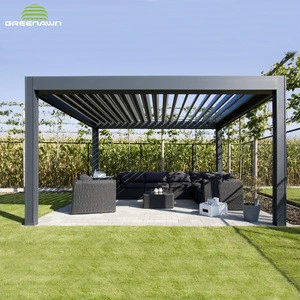 Modern Design Outdoor Waterproof Motorized Aluminium Bioclimatic Pergola gazebo With Adjustable Roof Louvers
