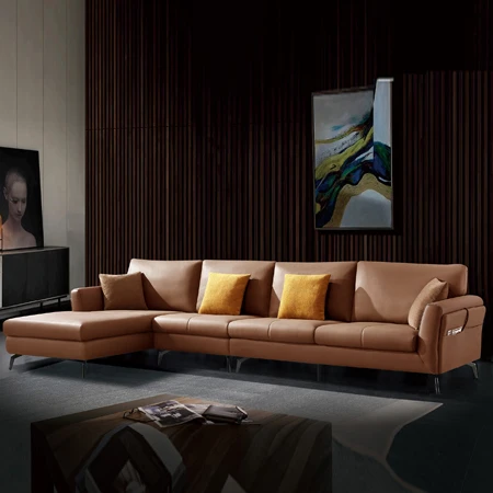 Modern luxury leather sectional sofa set