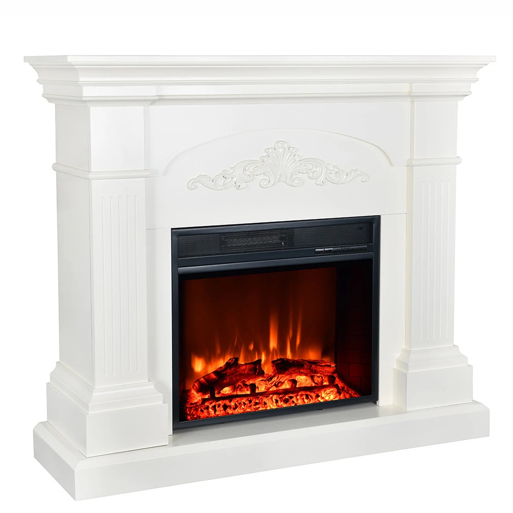modern quality log  fuel effect indoor electric fireplace with mantel