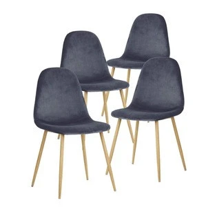 Modern simple design danish dining chair black blue  velvet dining chair grey  for dining room
