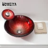 Most Popular Red Round Modern Cheap Price Countertop Basin Pedestal Vanity Luxury Wash Colored Sink and Basin Bathroom