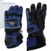Motorcycle Motorbike Leather Carbon Knuckle Racing Leather  Gloves black blue