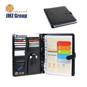 Multi-function decorative leather document file folders executive a4 custom padfolio no minimum