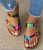 Import Multicolor Sandals Cute Rainbow Color Woman Slippers Summer Ladies Shoes Roman Flip Flops Flat Bottom Non-slip Soft Slides from China