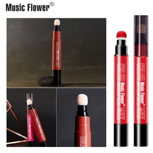 Music Flower Lipstick Lipgloss Matte Batom Waterproof Long Lasting 6color Rotating Glossy Lip Gloss With Soft Cushion Sponge