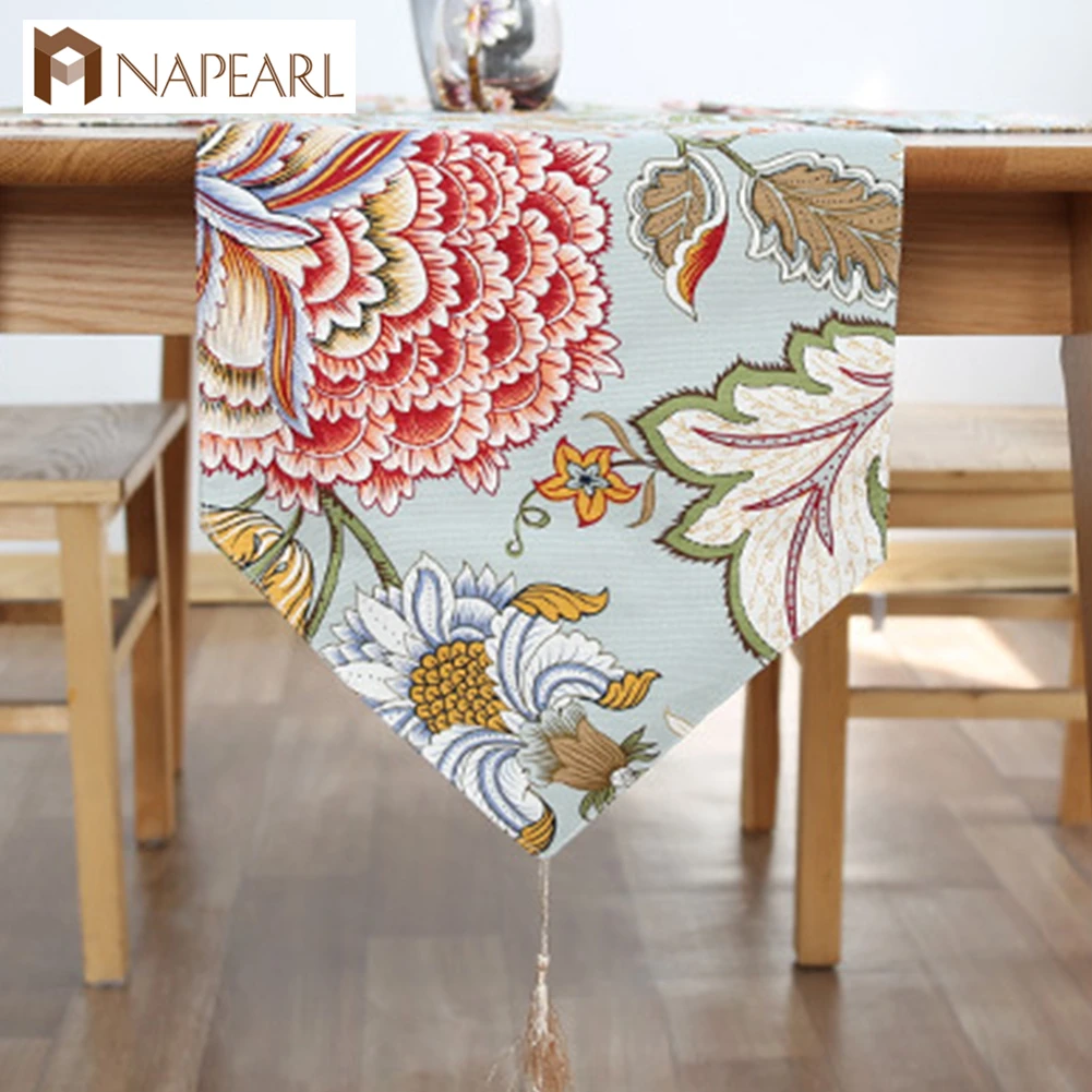 NAPEARL Hot sale customized double layer hotel 100% cotton fancy design table runner 30x180cm
