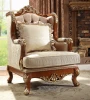 Natural Cherry Wood British Style Gold Leaf Living Room Sofa With Wood Veneer And Imported Fabric