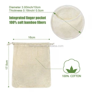 Natural Cotton Rounds Reusable Bamboo Makeup Remover Pads for face - Reusable Facial Pads Facial Cleansing Toner Pads
