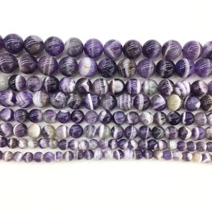 Natural Purple Dream Lace Amethyst Round Stone Loose Beads For Jewellery Making 