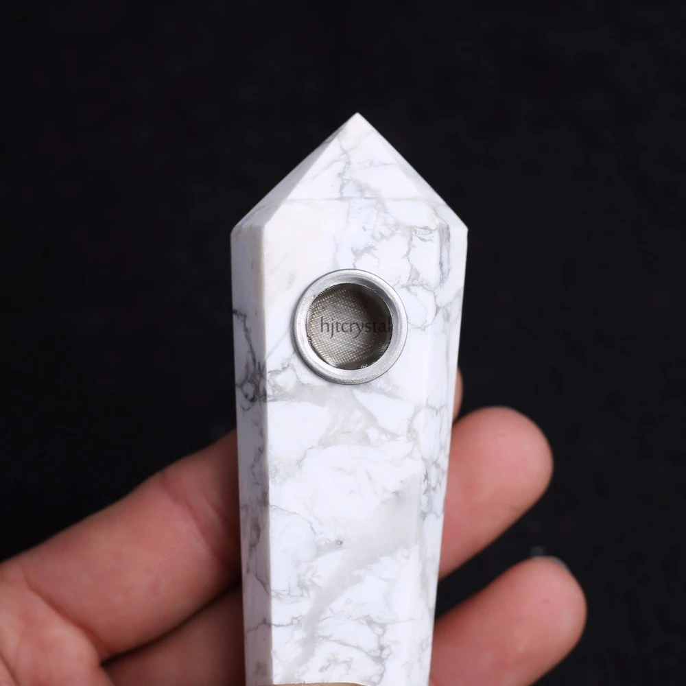 Natural White Turquoise Stone Quartz Crystal Diamond Smoking Pipes Weed for Healing