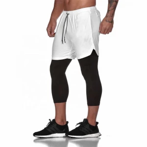 New 2021 Fitness men workout 2 in 1 boy shots custom shorts sport men shorts pants with zipper pocket gym mens shorts