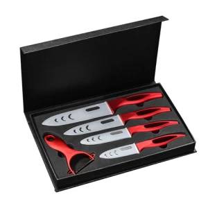 New arrival black  5pcs with gift box kitchen ceramic knife set