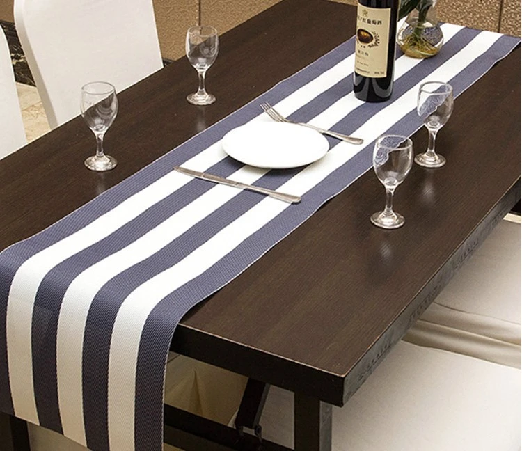 New Custom Striped PVC Dining Insulated Heat Resistant Table Runner