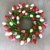 New Design Artificial PU Tulip Floral Flower Twig Wreath For Wedding Door Wreath Party Decoration